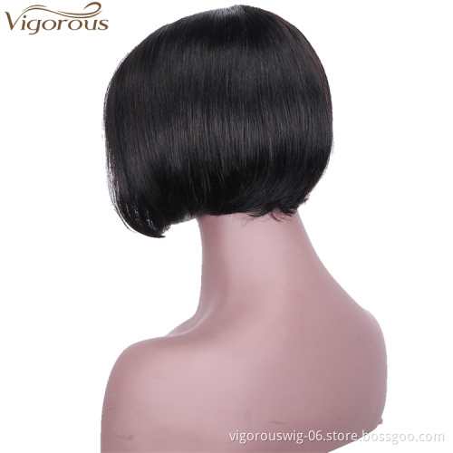 Vigorous Top Quality 8 Inches Short Bob Middle Part Lace Frontal Wigs Straight Black Human hair Wigs For Women Wholesale Price